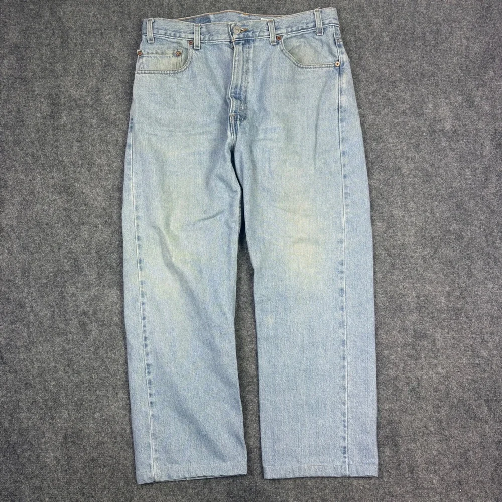 Levi's 505 Jeans Mens 36x30 Blue Light Wash Regular Fit Straight Leg Denim 0253